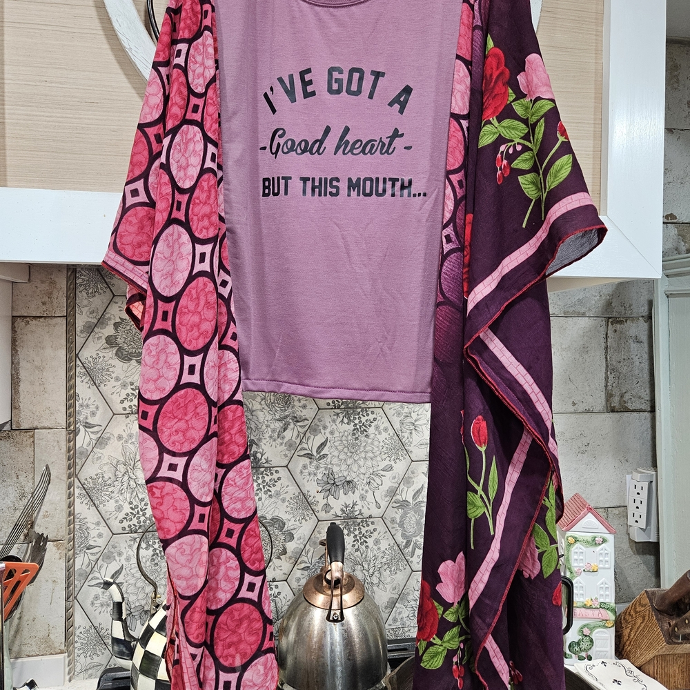 Upcycled Graphic Tee and Floral Scarves Sleeves